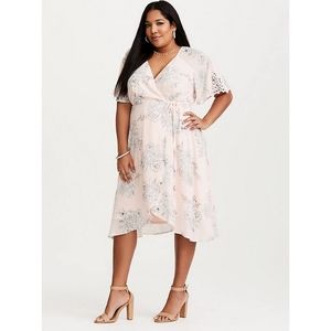 Torrid BLUSH PINK FLORAL WRAP DRESS